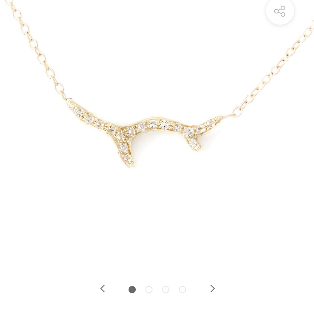 Misa Jewelry 14K Gold Branch Necklace with Pave Diamonds